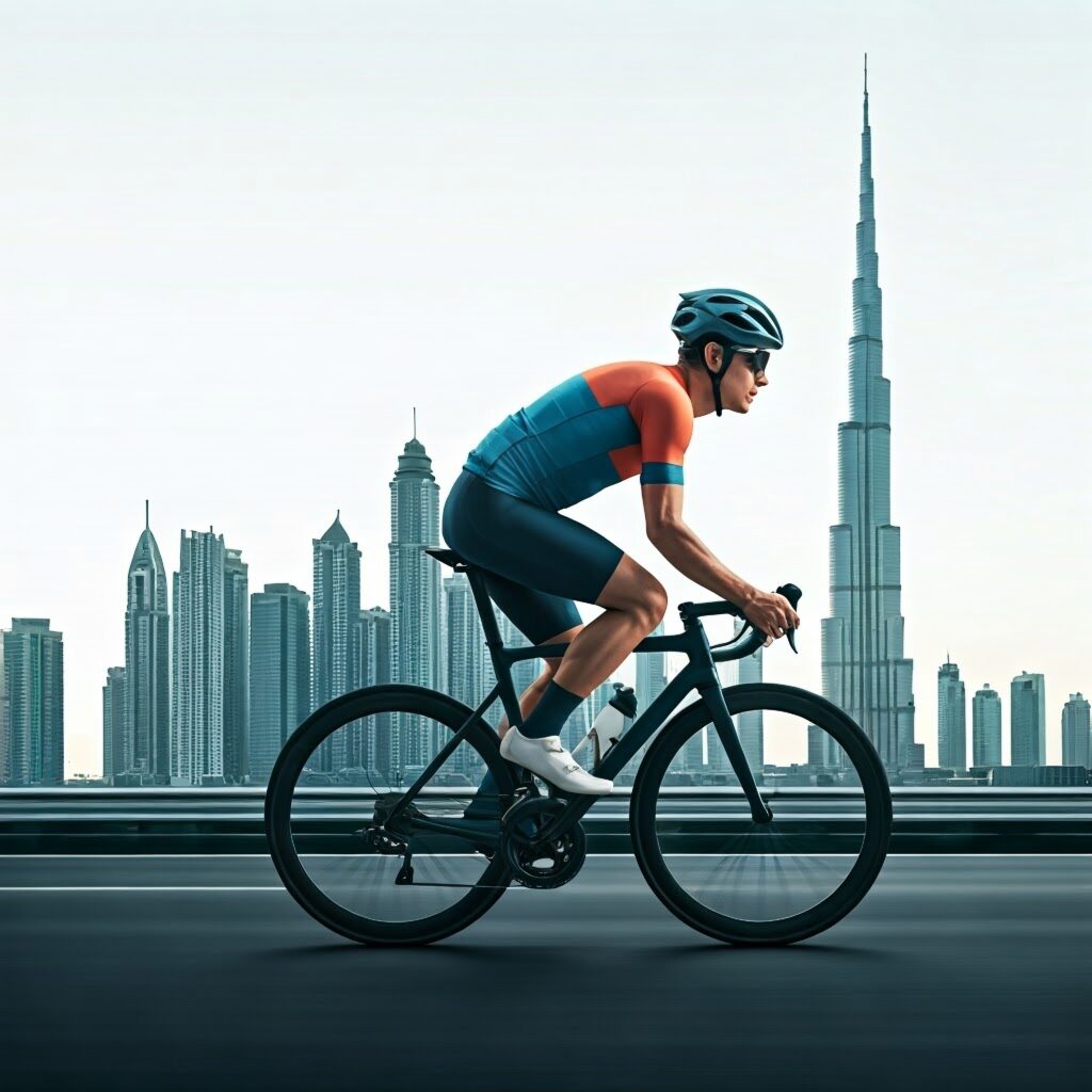 Cyclist at Sheikh Zayed Road