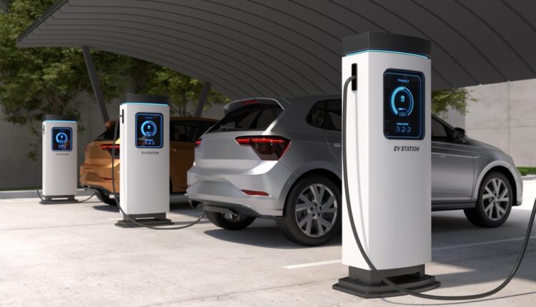 2025 electric car at ultra-fast plug-and-charge station
