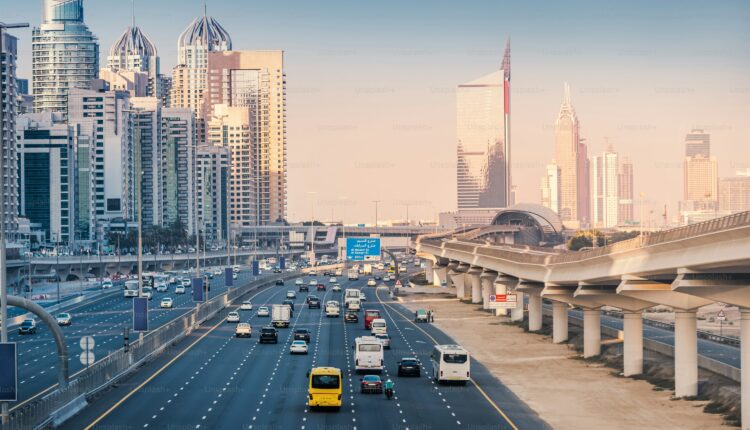 Used cars in Dubai 2025 on Sheikh Zayed Road.
