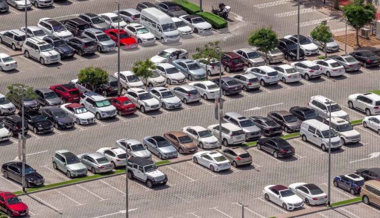 Dubai parking lot filled with cars, illustrating parking subscription process in 2025