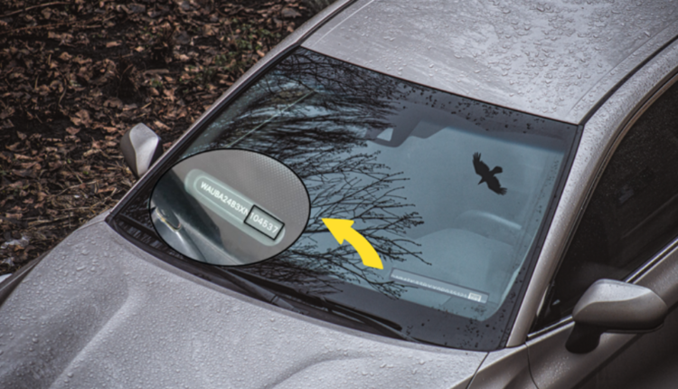 Free VIN check in UAE – car dashboard showing VIN number on windshield
