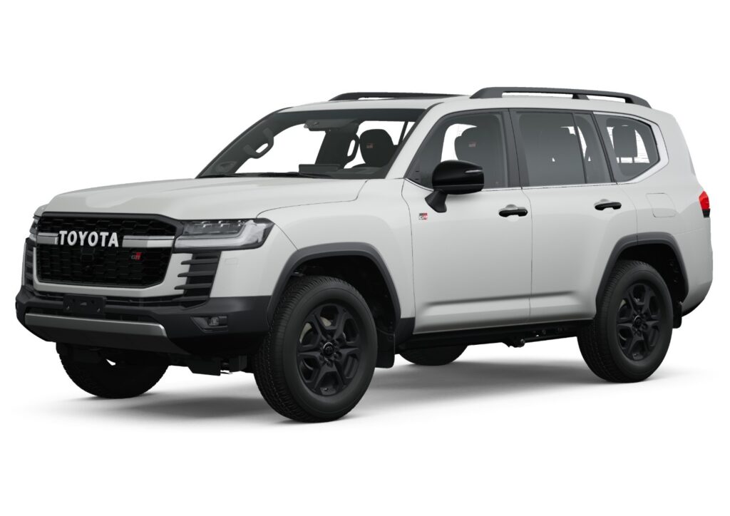 2025 Toyota Land Cruiser V6 Twin-Turbo SUV showcasing bold chrome grille, LED headlights, and luxury design for UAE market.