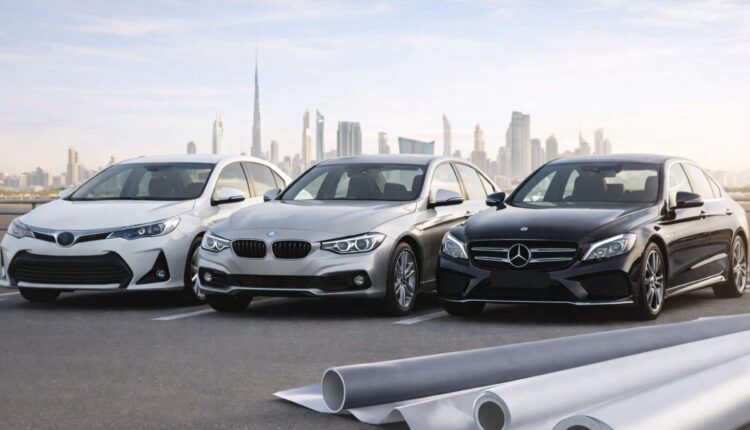 UAE car color trends 2025 showing white, silver, and black cars with customization options