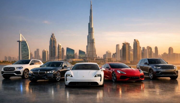 UAE luxury car market 2026 premium SUVs sedans and electric vehicles in Dubai skyline