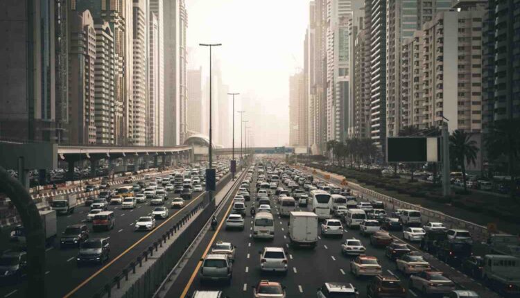 Car overheating warning during UAE summer traffic