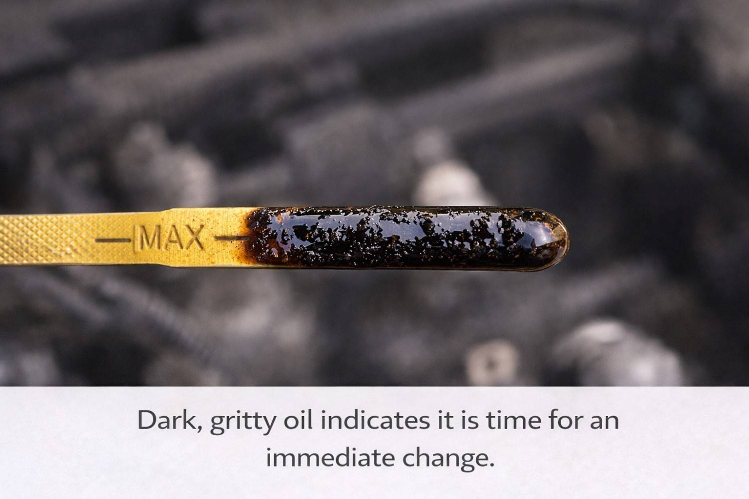 dirty engine oil on dipstick indicating oil change needed UAE