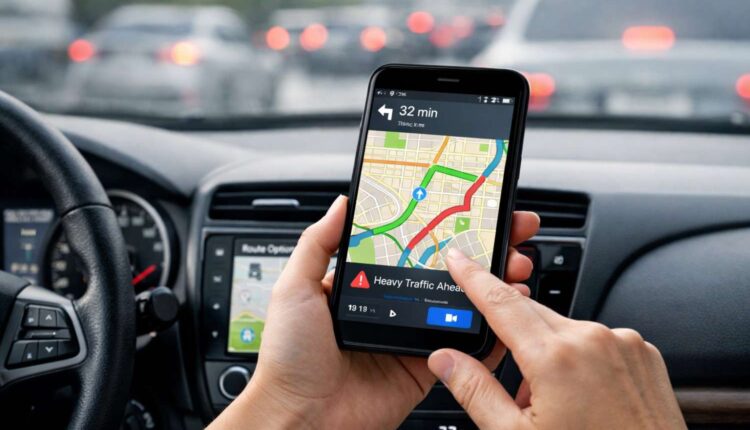 Route Risk Planning using a navigation app to identify safe driving routes and avoid traffic disruptions