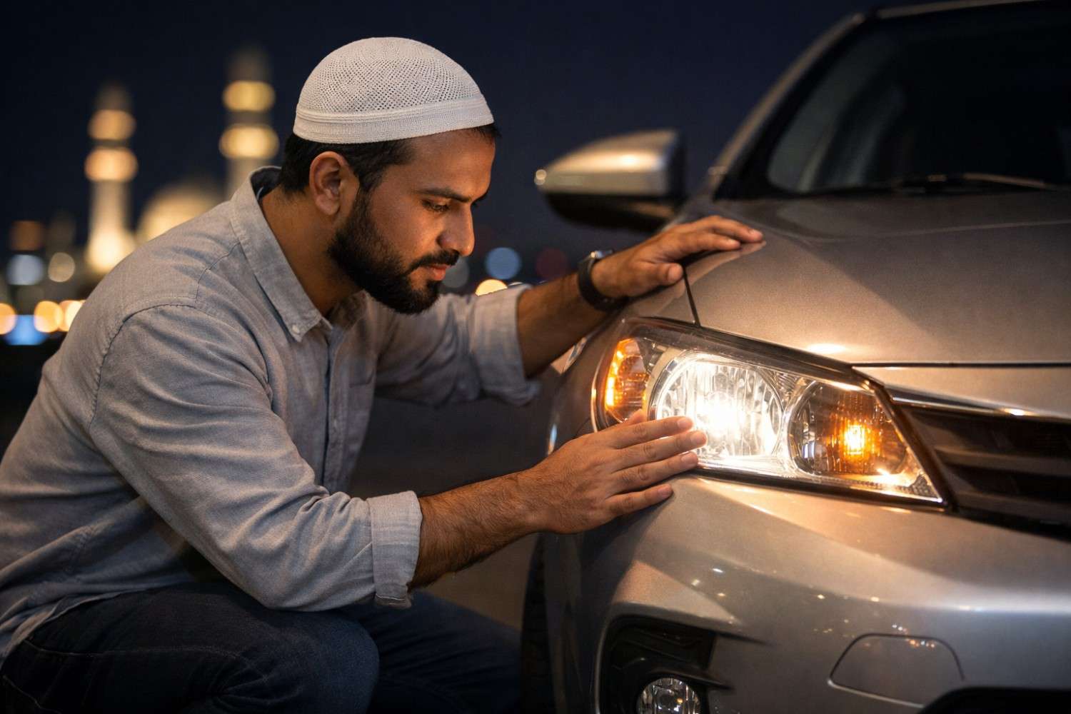 Checking headlights before a night trip improves road visibility.