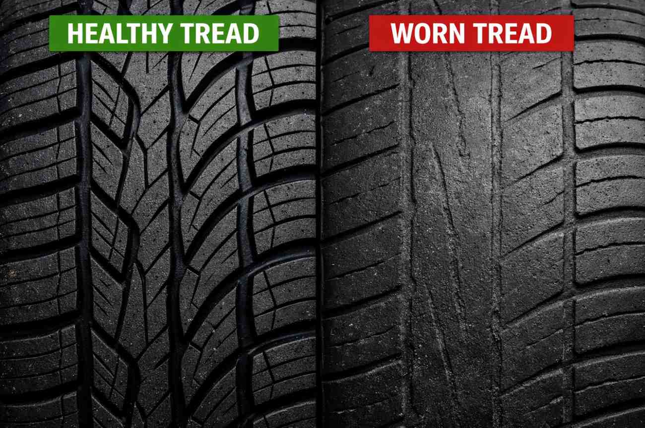 This side-by-side view makes it easier to spot when tread has worn down to an unsafe level and clearly shows when you need new tires.