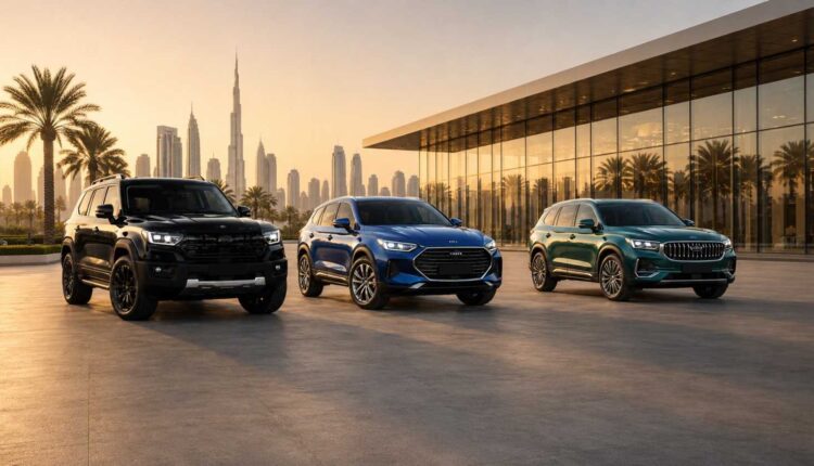 Chinese SUVs displayed in Dubai showcasing the growing popularity of Chinese cars in the UAE market|Arabwheels.ae