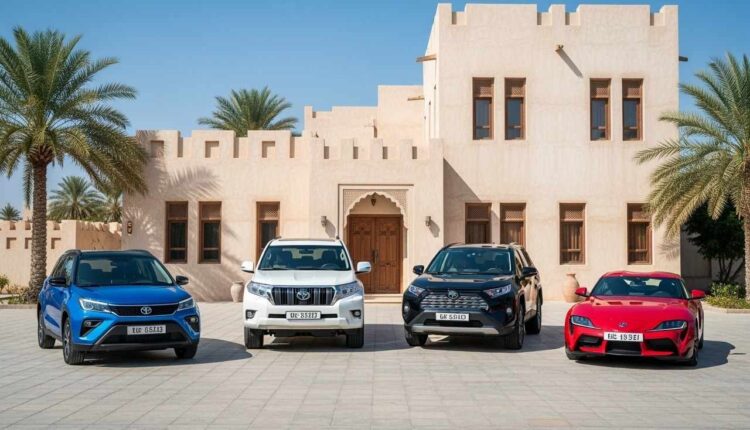 Toyota Global Sales remain strong as Toyota vehicles are displayed in a Middle Eastern setting despite a regional sales decline.|Arabwheels.ae